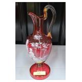 10' PILGRIM GLASS 'MARY GREGORY' STYLE EWER