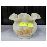 4' FENTON GLASS PAINTED CAMEO VASE
