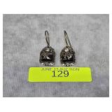 PAIR OF STERLING SILVER GEMSTONE HOOK EARRINGS