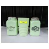 3- PC. LOT OF VINTAGE VASELINE JADEITE GLASS