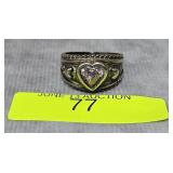 STERLING SILVER PINK ICE HEART RING, SZ-7