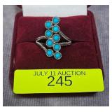 STERLING SILVER TURQUOISE RING, SZ-7