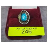 NATIVE AMERICAN TURQUOISE RING, SZ-5
