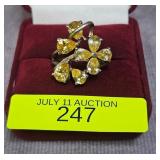 STERLING SILVER ~3CT TW CITRINE RING, SZ-6