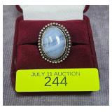 STERLING SILVER LACE AGATE RING, SZ-6