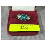 STERLING SILVER TOPAZ CRYSTAL RING, SZ-8