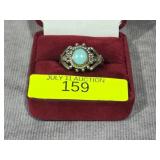 STERLING SILVER TURQUOISE RING, SZ-9