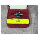 STERLING SILVER TOPAZ CRYSTAL RING, SZ-8