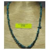 NATIVE AMERICAN STERLING TURQUOISE BEAD NECKLACE