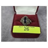 STERLING SILVER ONYX RING, SZ-7
