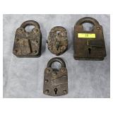 GROUP OF 4- CAST IRON PADLOCKS