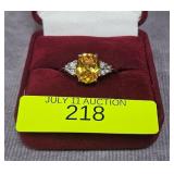 STERLING SILVER ~2CT CITRINE RING, SZ-10