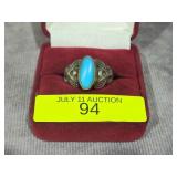 NATIVE AMERICAN TURQUOISE RING, SZ-9