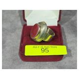 BOLD STERLING SILVER CORAL RING, SZ-6