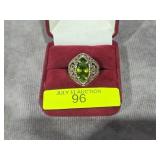 STERLING SILVER PERIDOT CRYSTAL RING, SZ-6.5