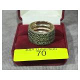 STERLING SILVER MARCASITE BAND RING, SZ-10