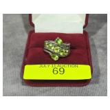 STERLING SILVER ~2CT PERIDOT RING, SZ-5