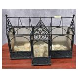 WROUGHT IRON & GLASS TERRARIUM