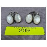 PAIR OF STERLING SILVER MOONSTONE EARRINGS