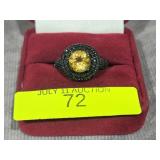 STERLING SILVER ~2CT CITRINE RING, SZ-6