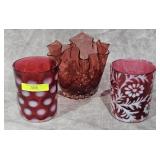 LOT OF 3- FENTON AND MURANO ART GLASS ITEMS