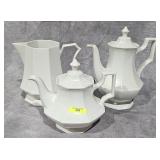 3- IRONSTONE AND NIKKO CHINA TEA POTS & PITCHER