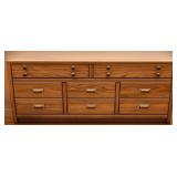 8-DRAWER MID CENTURY OAK DRESSER