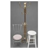 3- PC. LOT W/ COAT RACK, STOOL & VANITY CHAIR