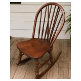 ANTIQUE SPINDLE BACK CHERRY ROCKER
