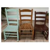 LOT OF 3- ANTIQUE ROCKING & LADDER BACK CHAIRS