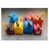 LOT OF 9- ASST. PLASTIC GAS CANS