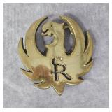 VINTAGE 3' SOLID BRASS RUGER BELT BUCKLE