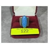 NATIVE AMERICAN STERLING & LARIMAR RING, SZ-4