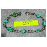 7' STERLING SILVER TURQUOISE NUGGET BRACELET