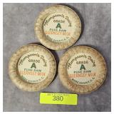 3- VINTAGE THOMPSONS DAIRY WARE SHOALS SC MILK CAP
