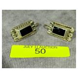 PAIR OF 1' STERLING SILVER ONYX EARRINGS