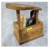 VINTAGE 13' WOODEN SHOE SHINE KIT
