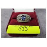 STERLING SILVER ~1CT TANZANITE RING, SZ-7.5