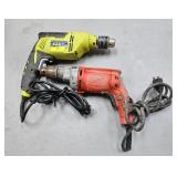 RYOBI & MILWAUKEE ELECTRIC DRILL LOT