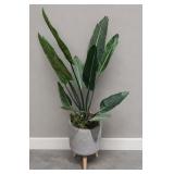 MID-CENTURY STYLE PLANTER W/ FAUX PLANT