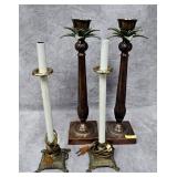 2- PAIRS OF CANDLESTICKS & LAMPS