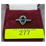 STERLING SILVER ~.5CT BLUE TOPAZ RING, SZ-7