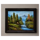FRAMED MOUNTAIN MEADOW OIL ON CANVAS