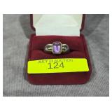 STERLING SILVER ~1CT AMETHYST RING, SZ-7
