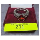 STERLING SILVER RUBY CRYSTAL RING, SZ-8