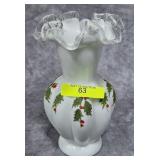 6.5' FENTON GLASS PAINTED SILVER CREST VASE