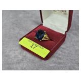 STERLING SILVER ~5CT LAB SAPPHIRE RING, SZ-8