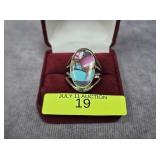 STERLING SILVER TURQUOISE RING, SZ-8