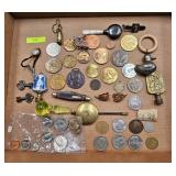 PLUNDER BOX W/ KNIVES, COINS, TOKENS & MORE