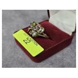 STERLING SILVER MULTI-GEMSTONE RING, SZ-8
